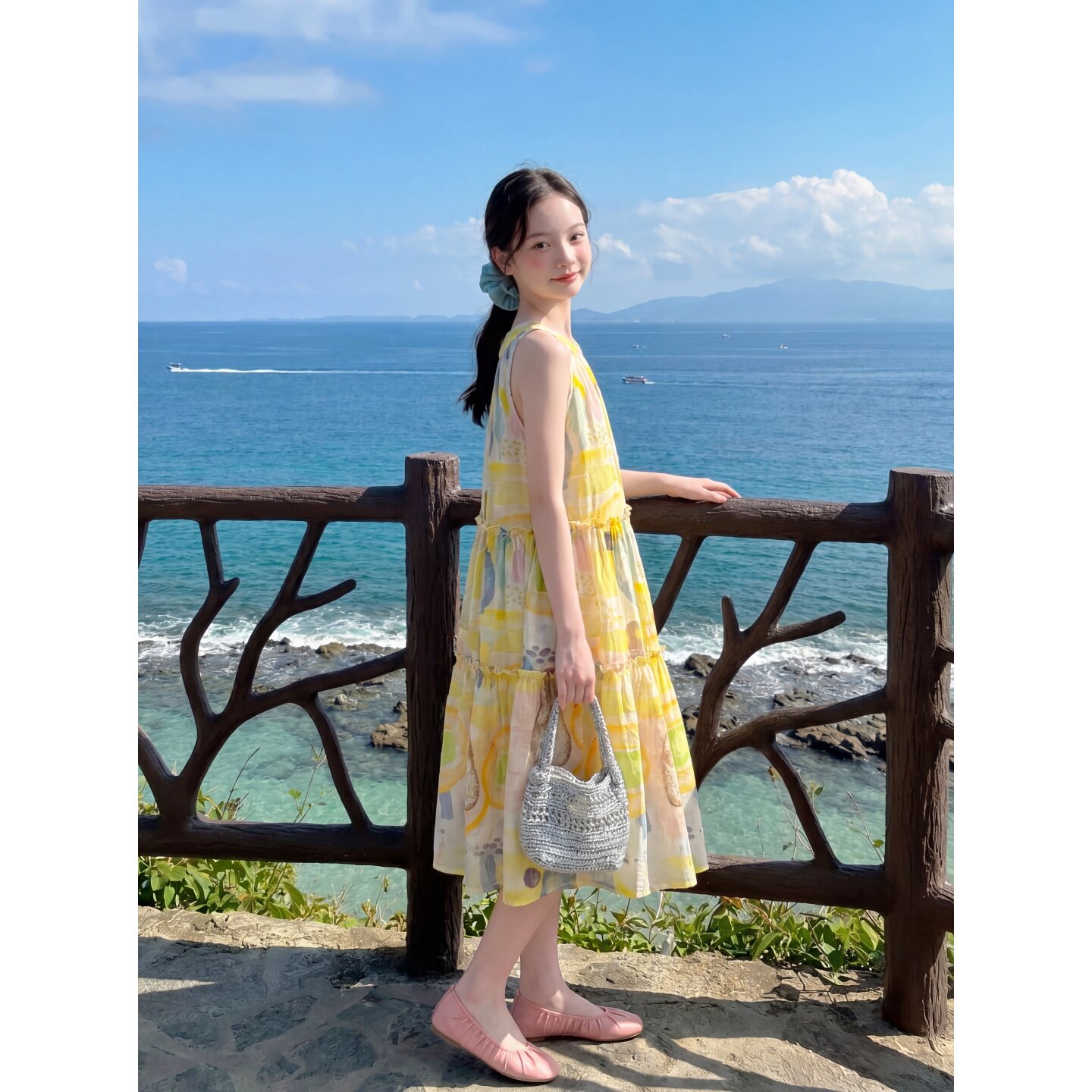 专柜正品中大童连衣裙女夏季2026新款初中生超好看背心裙夏天独特