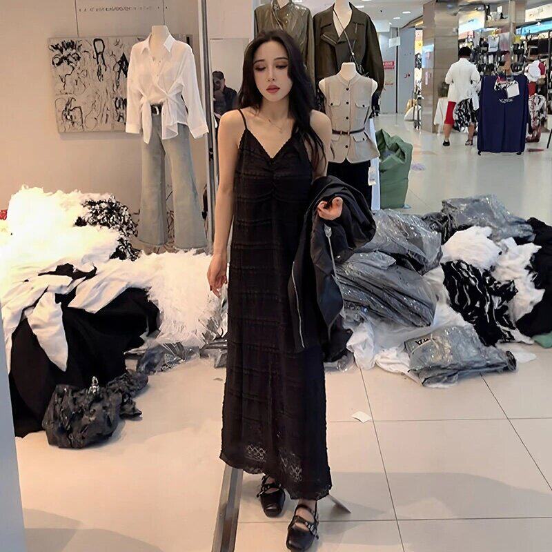 专柜正品大码胖妹妹韩系v领蕾丝碎花吊带裙女夏季新款内搭叠穿无