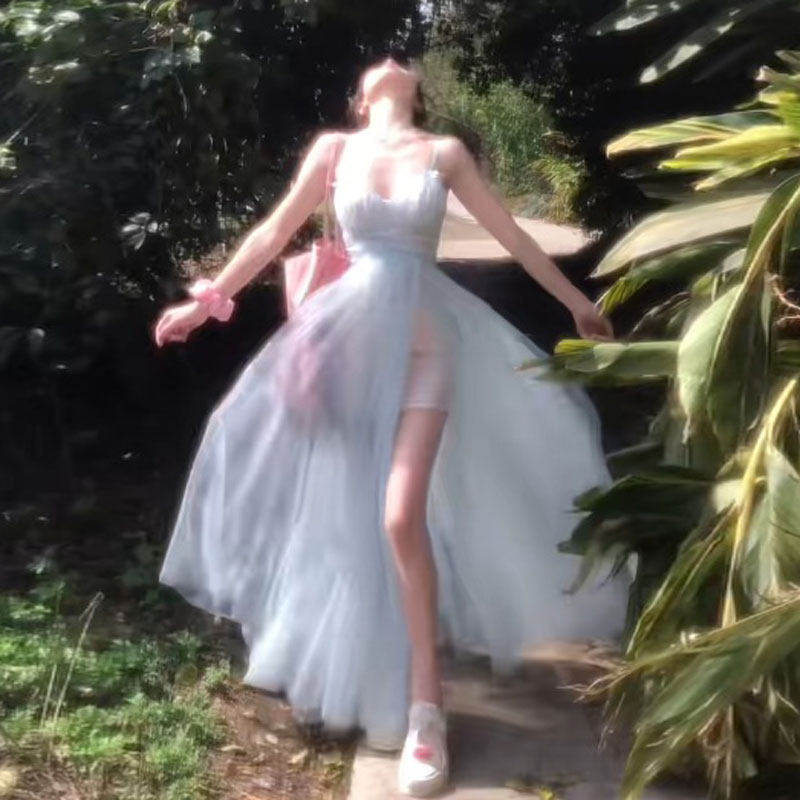 十三行正品海边度假风独特绝美网纱仙女裙法式超好看吊带连衣裙20