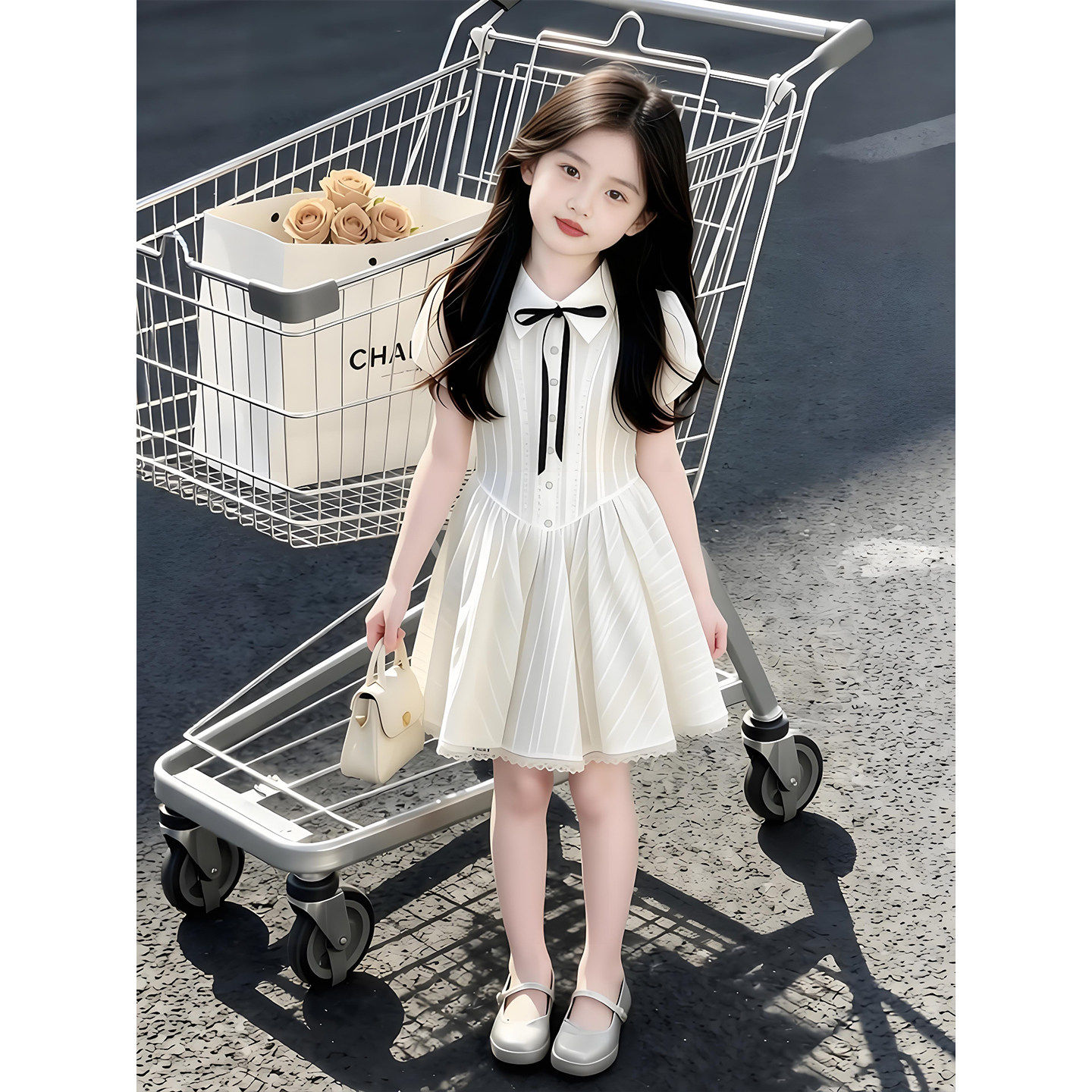 专柜正品女式大童高级感裙子女童连衣裙初中生韩式风2026新款夏天