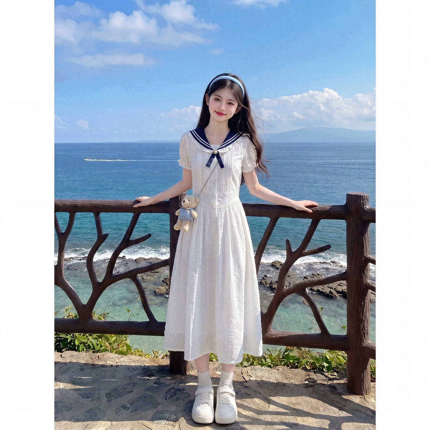 专柜正品适合初中生穿的裙子夏2026新款大童女孩学院风连衣裙夏季