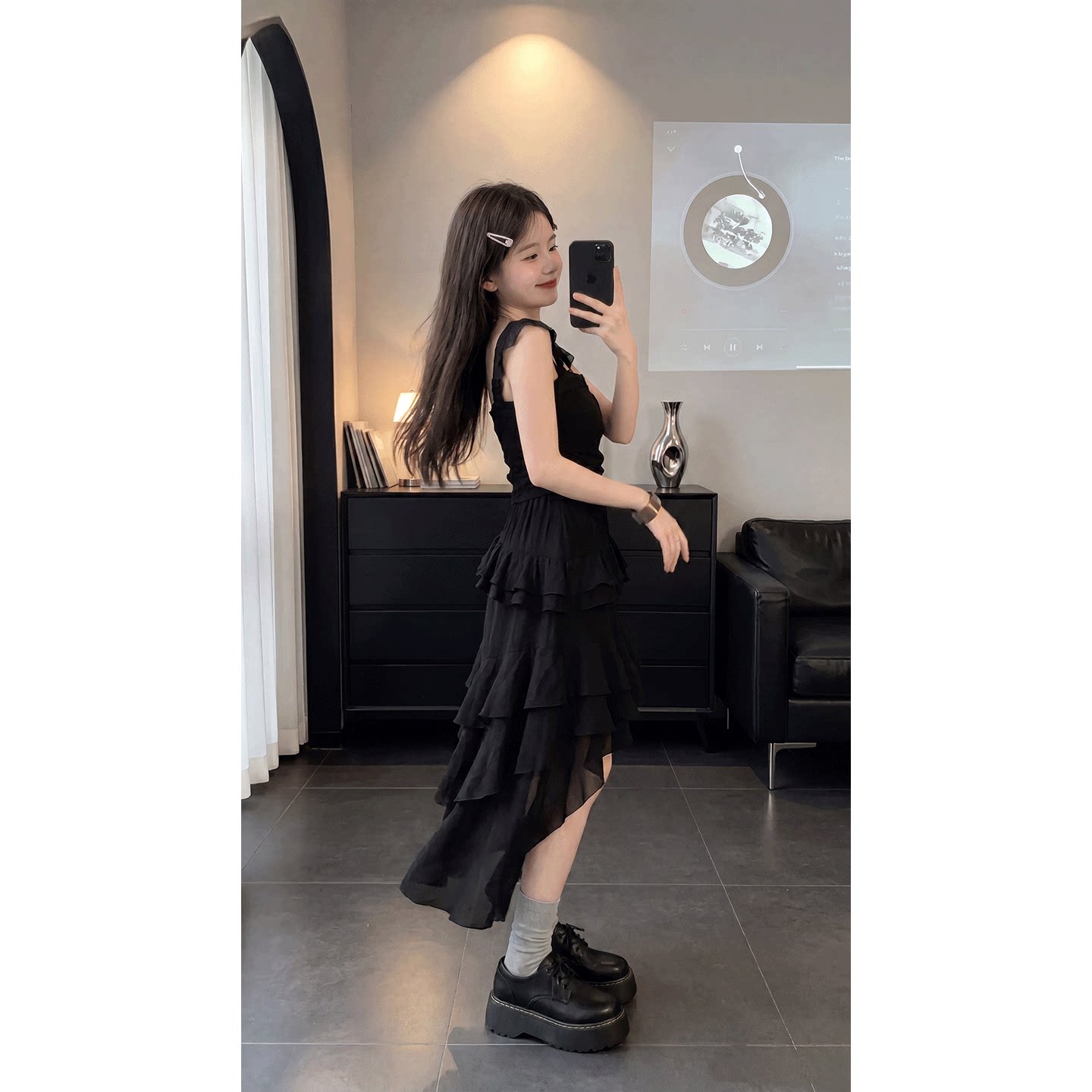 专柜正品儿童裙子女2026新款夏女大童洋气黑色吊带裙女童夏装赫本