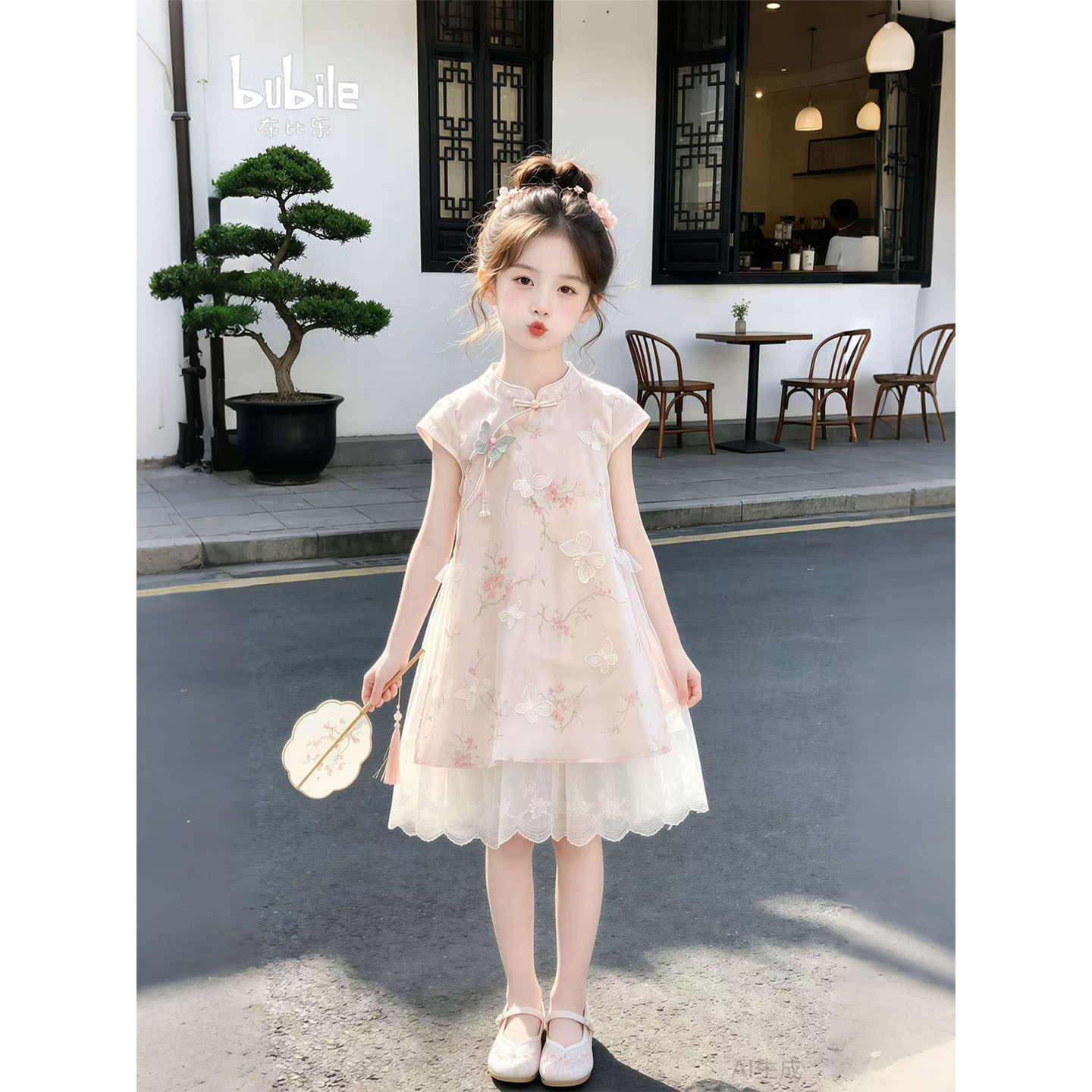 专柜正品女童连衣裙2026新款夏季旗袍裙儿童小女孩巨好看蕾丝新中