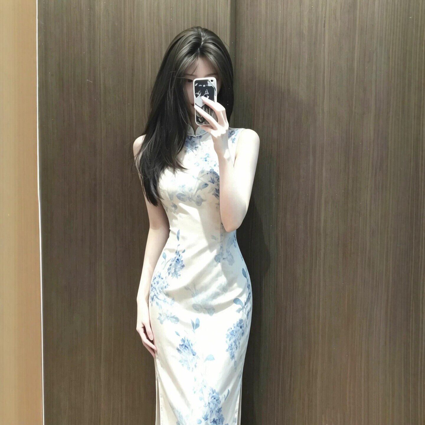 专柜正品新中式国风改良旗袍连衣裙御姐风独特超好看的印花修身包