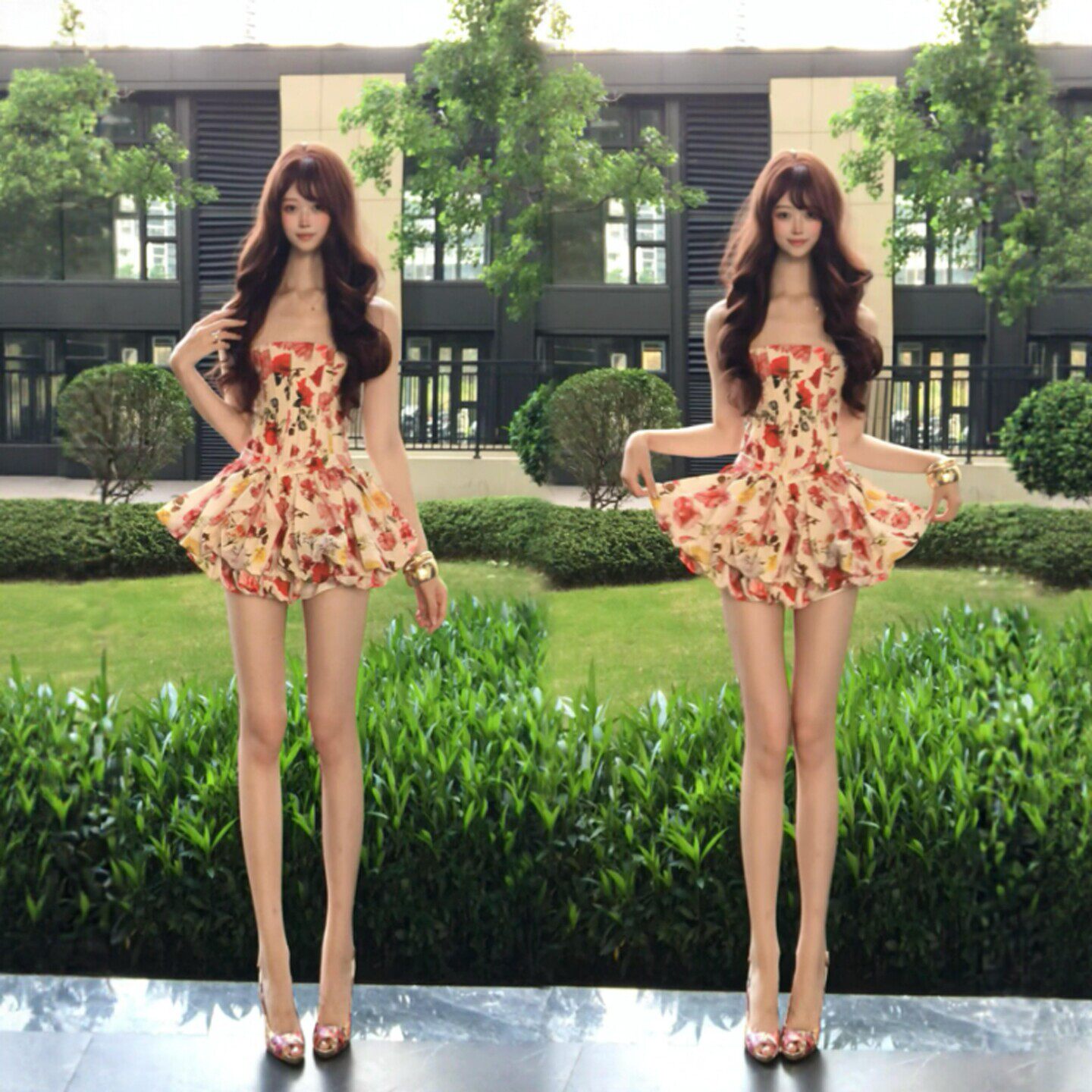 专柜正品复古风独特超好看的抹胸上衣蓬蓬短裙两件套装一整套ootd