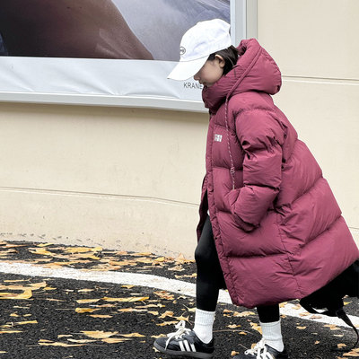 长款连帽白鸭绒外套外套