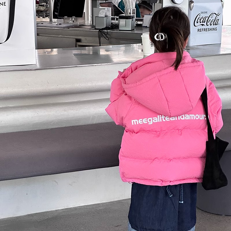 加厚泡泡格发光羽绒服