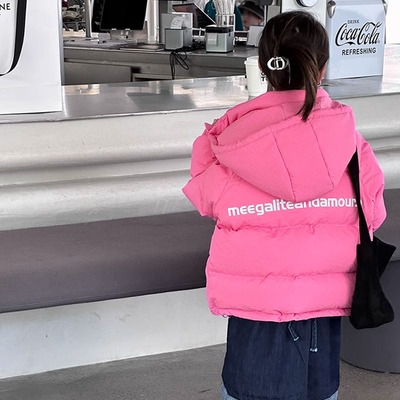 加厚泡泡格发光羽绒服