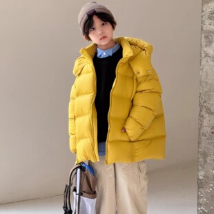 儿童中长款羽绒服韩版新款男女童中大童加厚连帽白鸭绒泡芙外套潮
