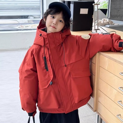 儿童短款工装羽绒服潮