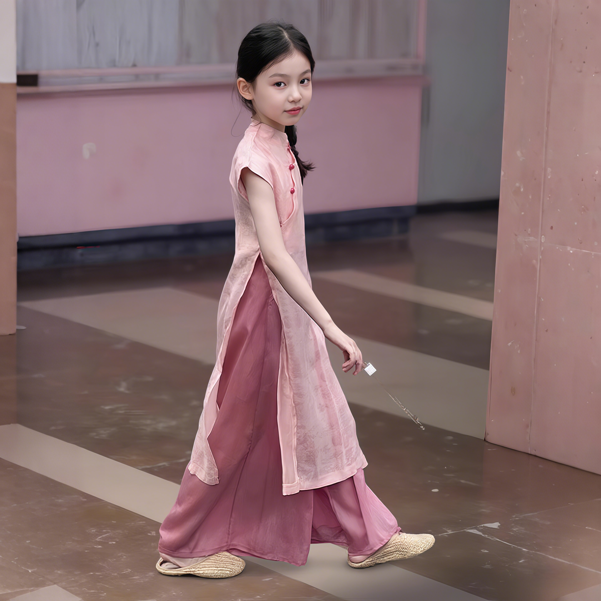 女童新中式套装夏装2025新款儿童国风汉服裙子大童旗袍裙两件套潮