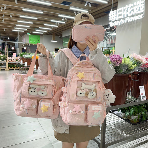 专柜高端书包女卡通风双肩包女小学生高颜值大容量轻便多兜初中生
