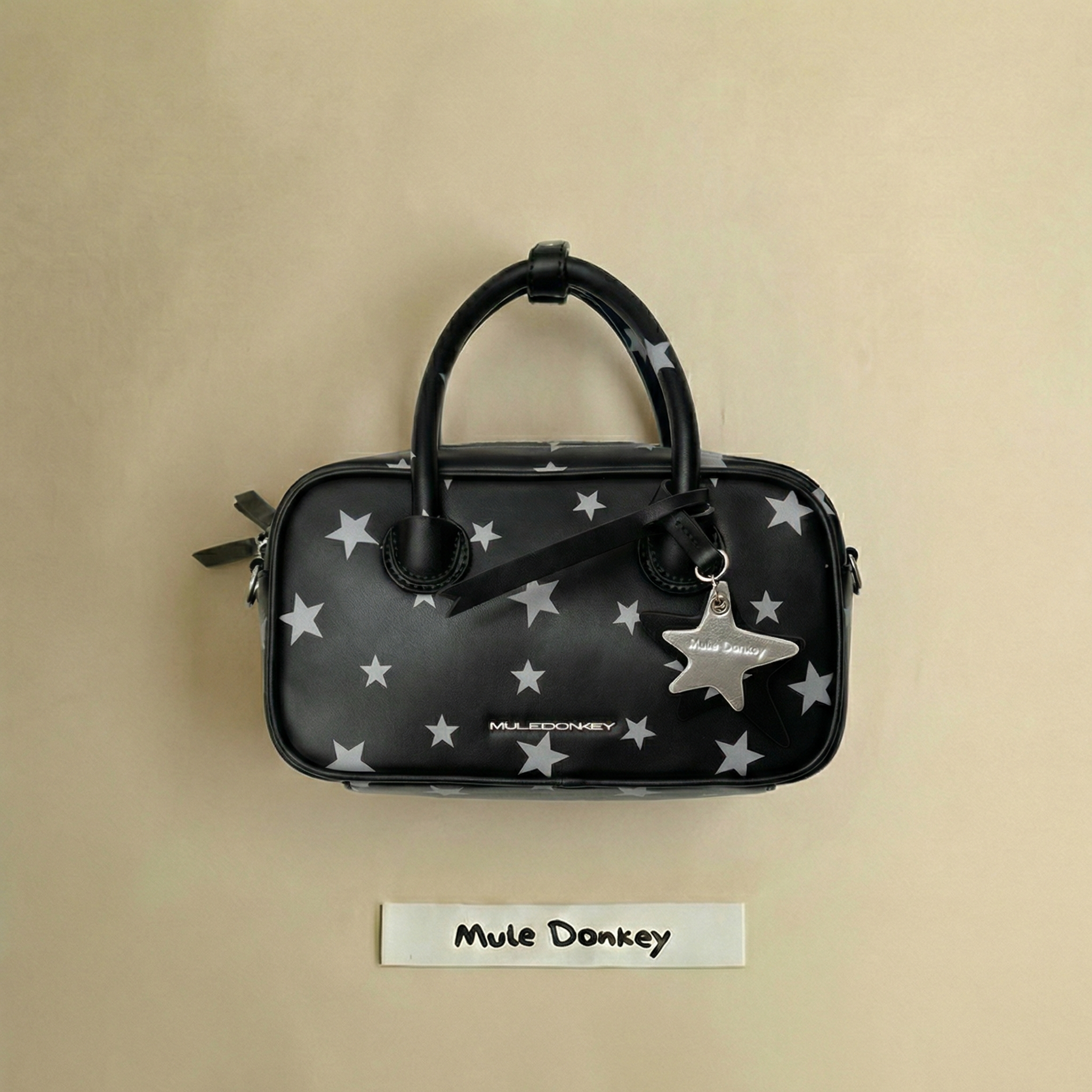 多嘴驴Donkey波点星星手提包女韩系杂物小拎包保龄球包单肩斜挎包