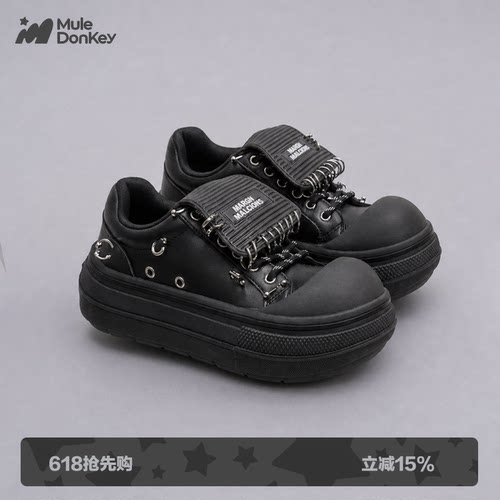 多嘴驴Donkey黑色厚底亚比板鞋女