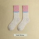 多嘴驴Donkey粉白拼色中筒袜女款 纯棉撞色羊毛袜子加厚保暖堆堆袜