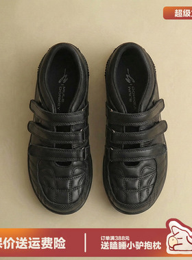 多嘴驴Donkey玛丽珍鞋女款春季黑色休闲鞋浅口魔术贴单鞋圆头软底