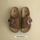 多嘴驴Donkey厚底牛仔勃肯鞋 外穿复古西部铆钉增高凉拖鞋 女款 夏季