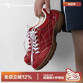 情侣休闲运动鞋 多嘴驴Donkey复古红色德训鞋 女春秋好看百搭板鞋 男