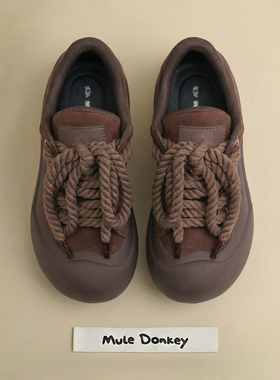 多嘴驴Donkey丑萌大头鞋女复古可爱原创面包鞋休闲增高厚底帆布鞋