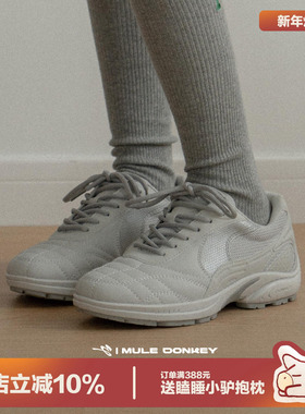 多嘴驴Donkey灰色阿甘鞋女秋季运动休闲跑步鞋平底原创小众赛车鞋