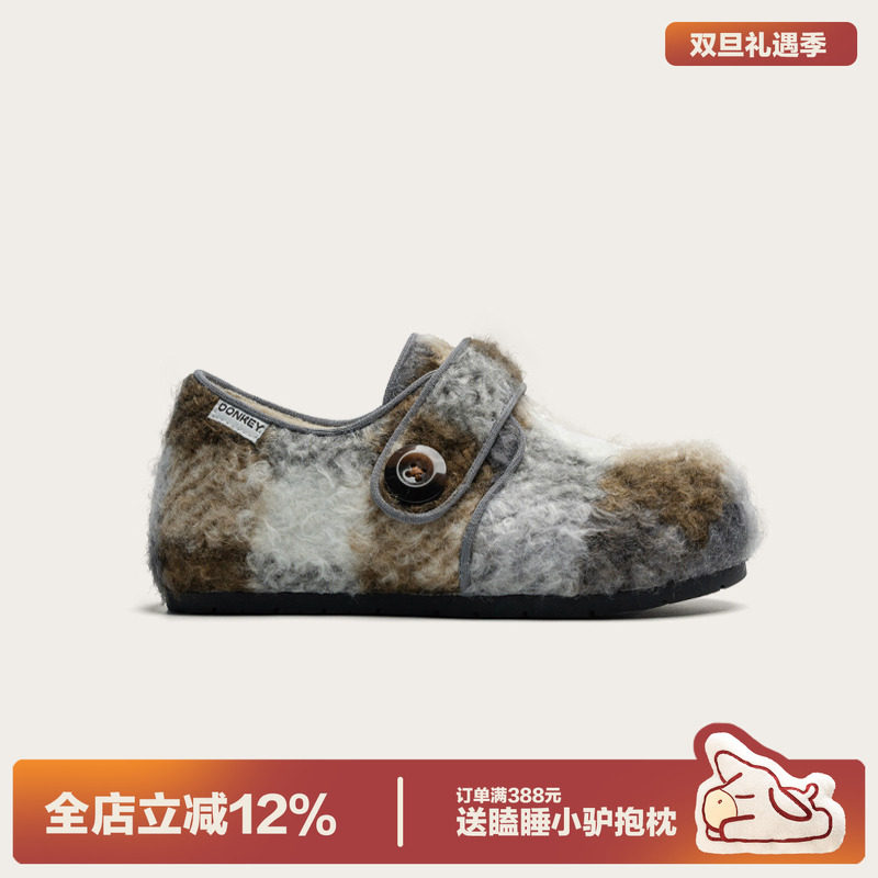 多嘴驴Donkey魔术贴加绒毛毛鞋