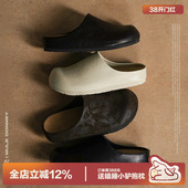 厚底一脚蹬包头半拖 外穿百搭拖鞋 多嘴驴Donkey黑色勃肯鞋 女春季