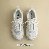 多嘴驴Donkey白色运动赛车鞋 透气老爹鞋 女秋季 薄底通勤百搭德训鞋