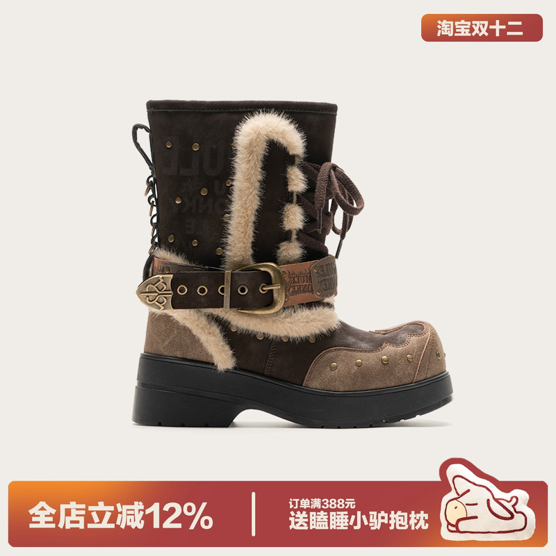 多嘴驴Donkey复古西部靴女