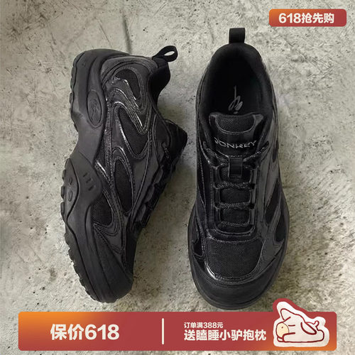 多嘴驴Donkey黑色运动鞋女登山鞋
