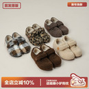 羊羔毛豹纹勃肯鞋 多嘴驴Donkey加绒毛毛鞋 保暖魔术贴棉鞋 冬季 女款