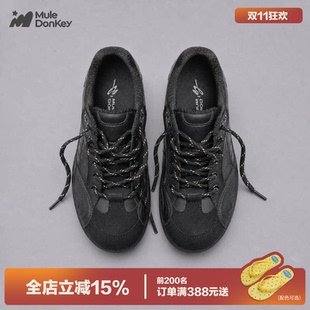 多嘴驴Donkey黑色德训鞋男秋季透气休闲百搭运动鞋平底赛车板鞋女