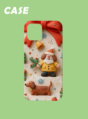 原创插画手机壳可爱圣诞老人小腊肠适用苹果17promax轻薄iPhone16151413plusxsmax韩国二合一菲林磁吸华为