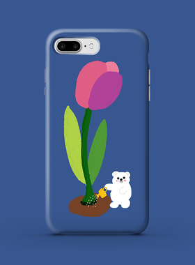 第2件半价/插画手机壳蓝色花花可爱小熊适用于苹果15promaxiPhone14plus13mini韩国二合一菲林亚克力磁吸华为