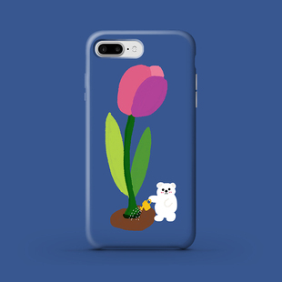 第2件半价/插画手机壳蓝色花花可爱小熊适用于苹果15promaxiPhone14plus13mini韩国二合一菲林亚克力磁吸华为