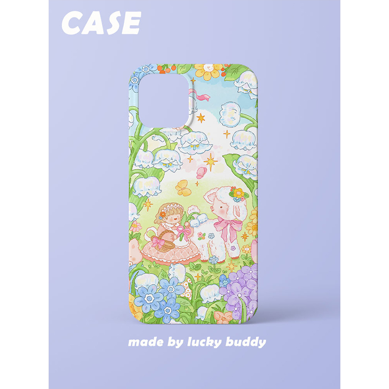 第2件半价/原创插画手机壳可爱小羊适用于苹果15promaxiPhone14plus13mini韩国二合一菲林亚克力磁吸华为