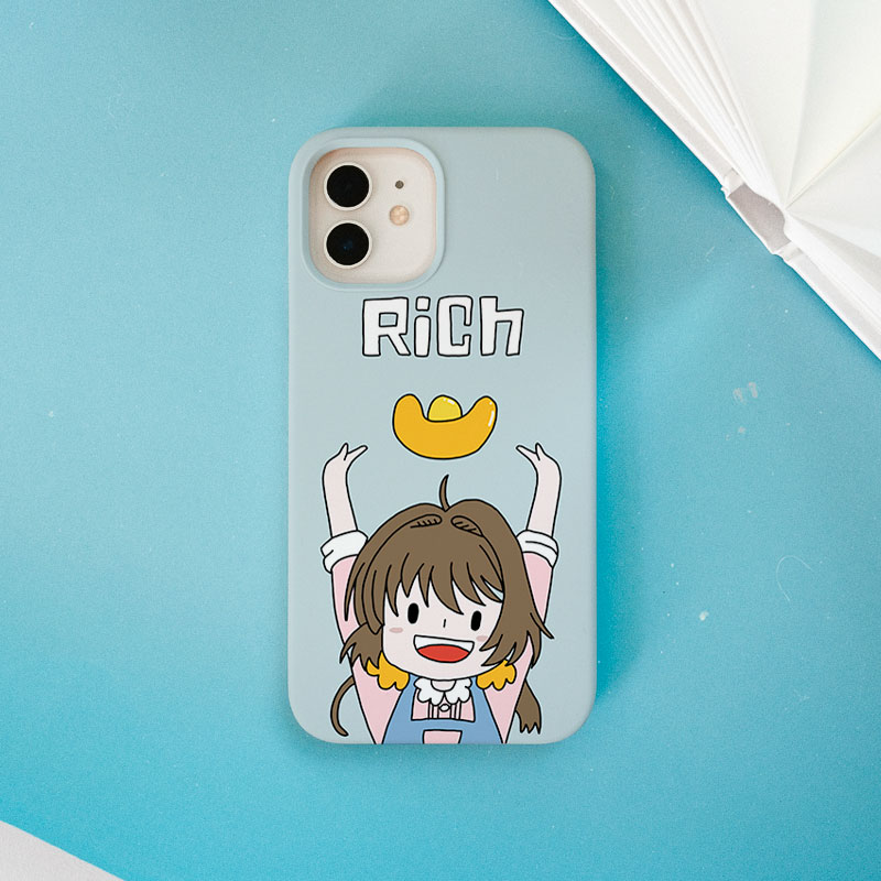 第2件半价/原创插画手机壳发财女孩适用于苹果15promaxiPhone14plus13mini韩国二合一菲林亚克力磁吸华为