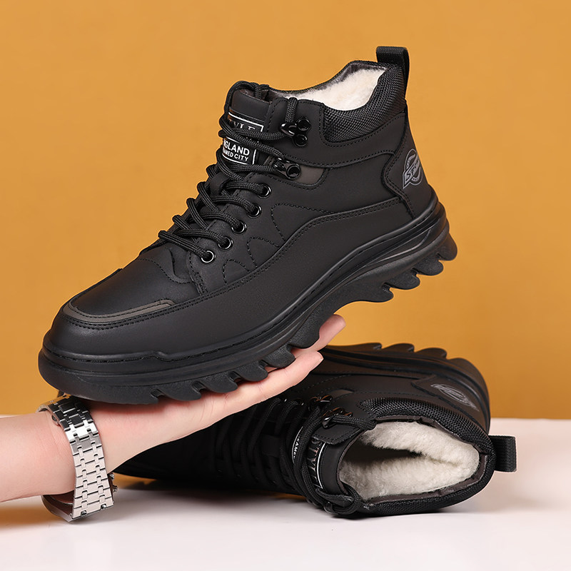 中老年雪地靴中高帮保暖棉皮鞋男