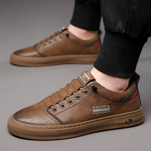 2026年春季新品软底软皮面板鞋韩版百搭潮流英伦运动休闲鞋男鞋子