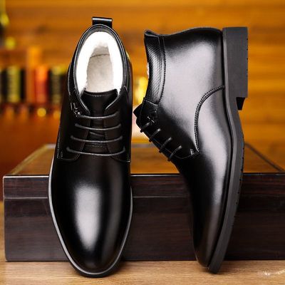 加绒加厚保暖棉皮鞋高帮皮靴男鞋