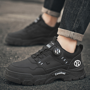 春季旋钮耐磨防滑工作鞋上班劳保皮鞋户外运动登山厚底男鞋45码46