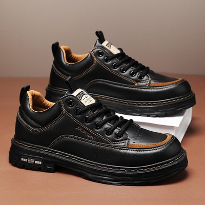 休闲皮鞋厚底耐磨防滑透气工作鞋