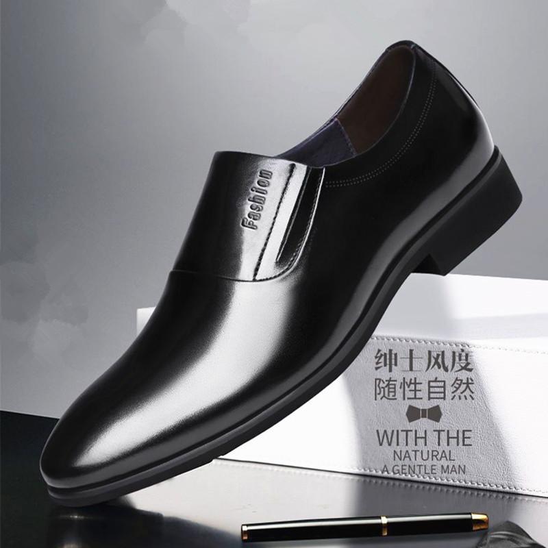 休闲正装皮鞋防臭一脚蹬套脚男鞋