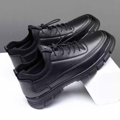 厚底软底软底皮面休闲工作男皮鞋