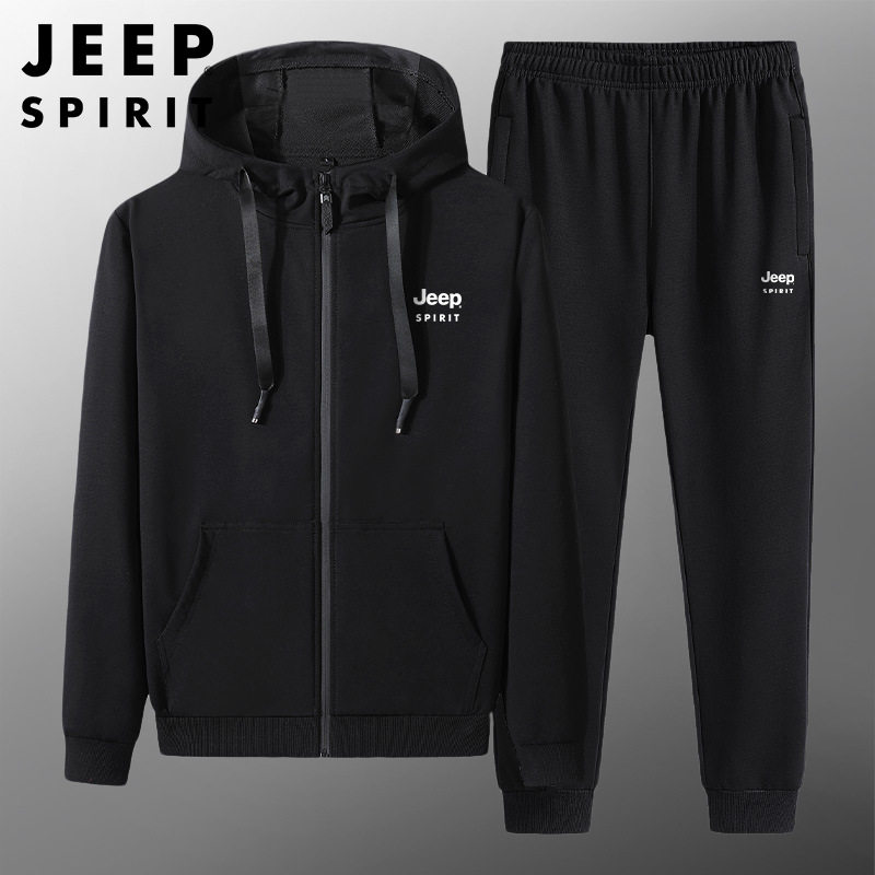JEEP 남성 스포츠 슈트 봄 가을 새로운 다목적 캐주얼 후드 가디건 스웨트 셔츠