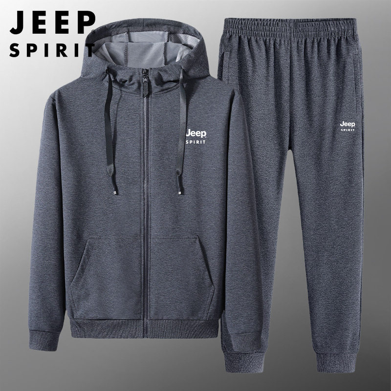 JEEP 남성 스포츠 슈트 봄 가을 새로운 다목적 캐주얼 후드 가디건 스웨트 셔츠