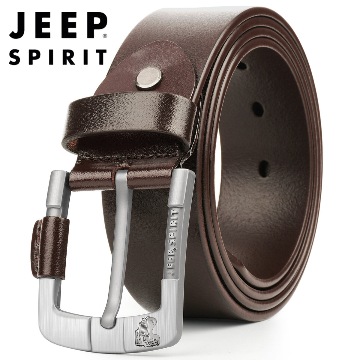 jeep/吉普皮带男真皮针扣休闲男士腰带年轻人头层牛皮正品男皮带9