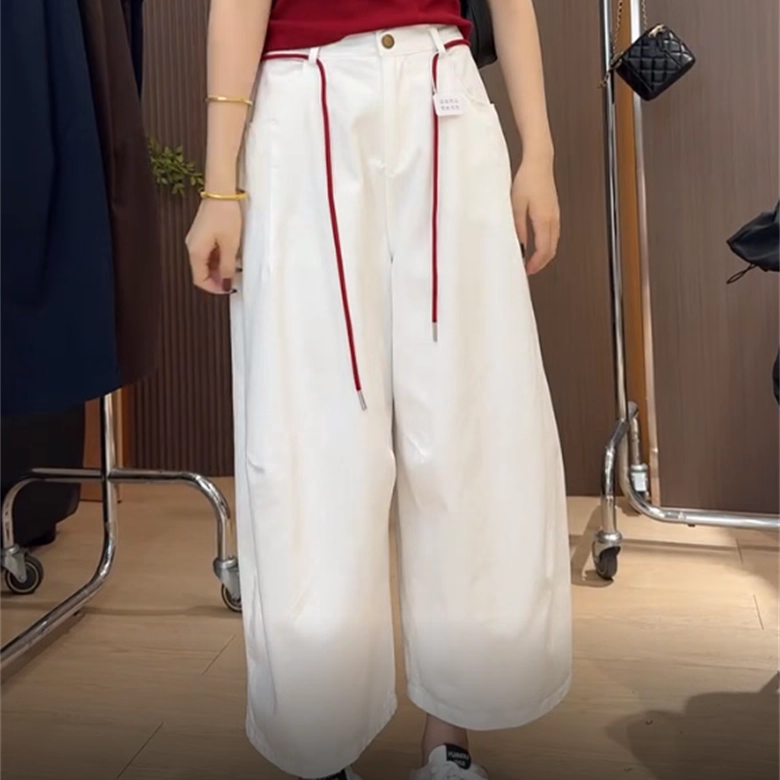 韩系高腰阔腿九分牛仔裤女2025早秋新款百搭宽松显瘦休闲直筒裤潮