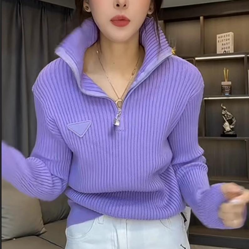 欧洲站气质三角标轻奢女针织衫