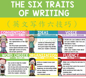 writing trait写作技巧英文海报思维导图闪卡墙贴教室装 饰教具