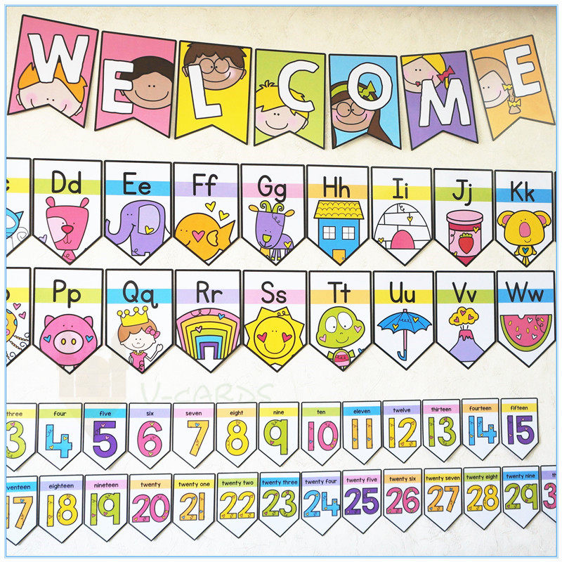英文字母alphabet数字number海报装饰背景墙闪卡早教具幼儿园标题